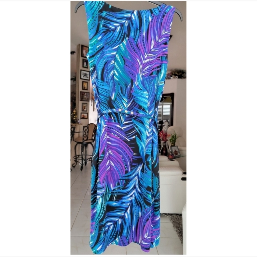 Cache Blue 💙 Purple 💜 Sleeveless Belted Stretch Teresy Bodycon Dress, Size M - Picture 4 of 14